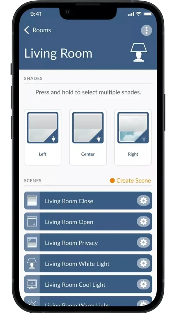 PowerView App controlling Aura shades