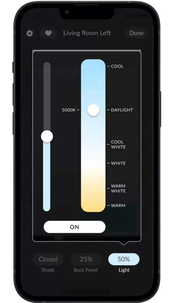 PowerView App controlling Aura shades