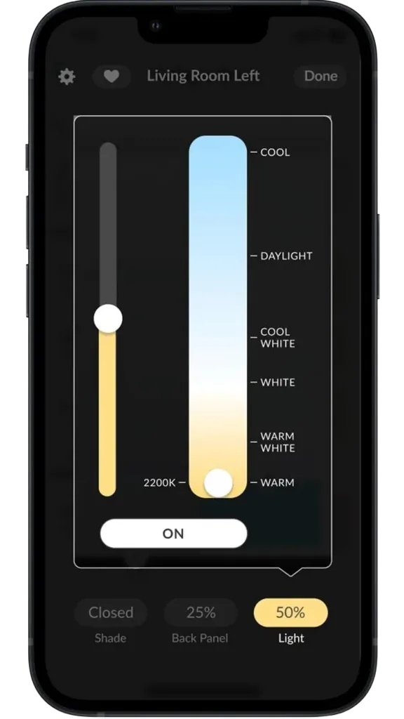 PowerView App controlling Aura shades