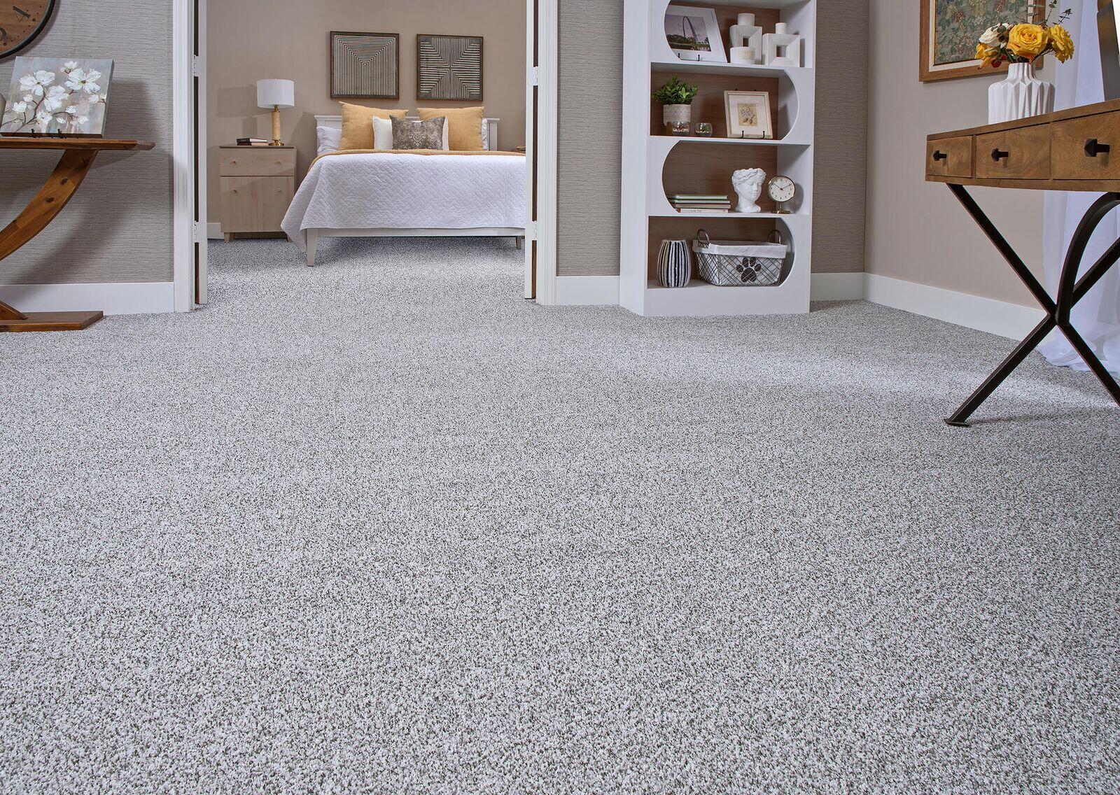 Soft grey carpet — bedroom and hallway installation