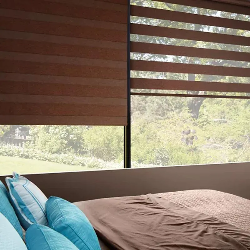 Designer Banded Shades in Mackintosh in Safari