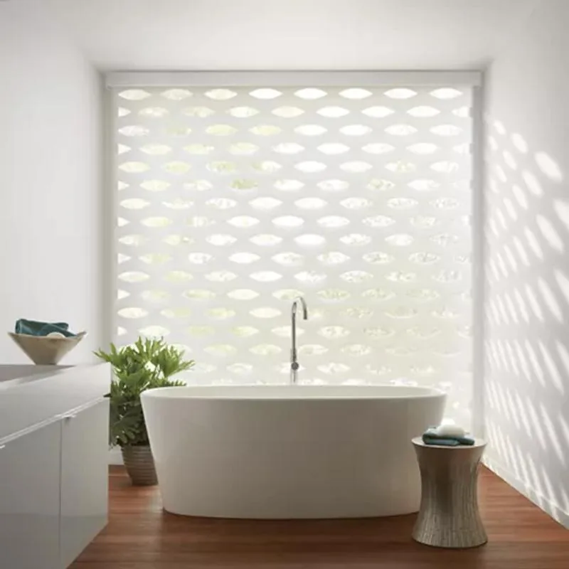 Designer Banded Shades in Coastal Villa in White