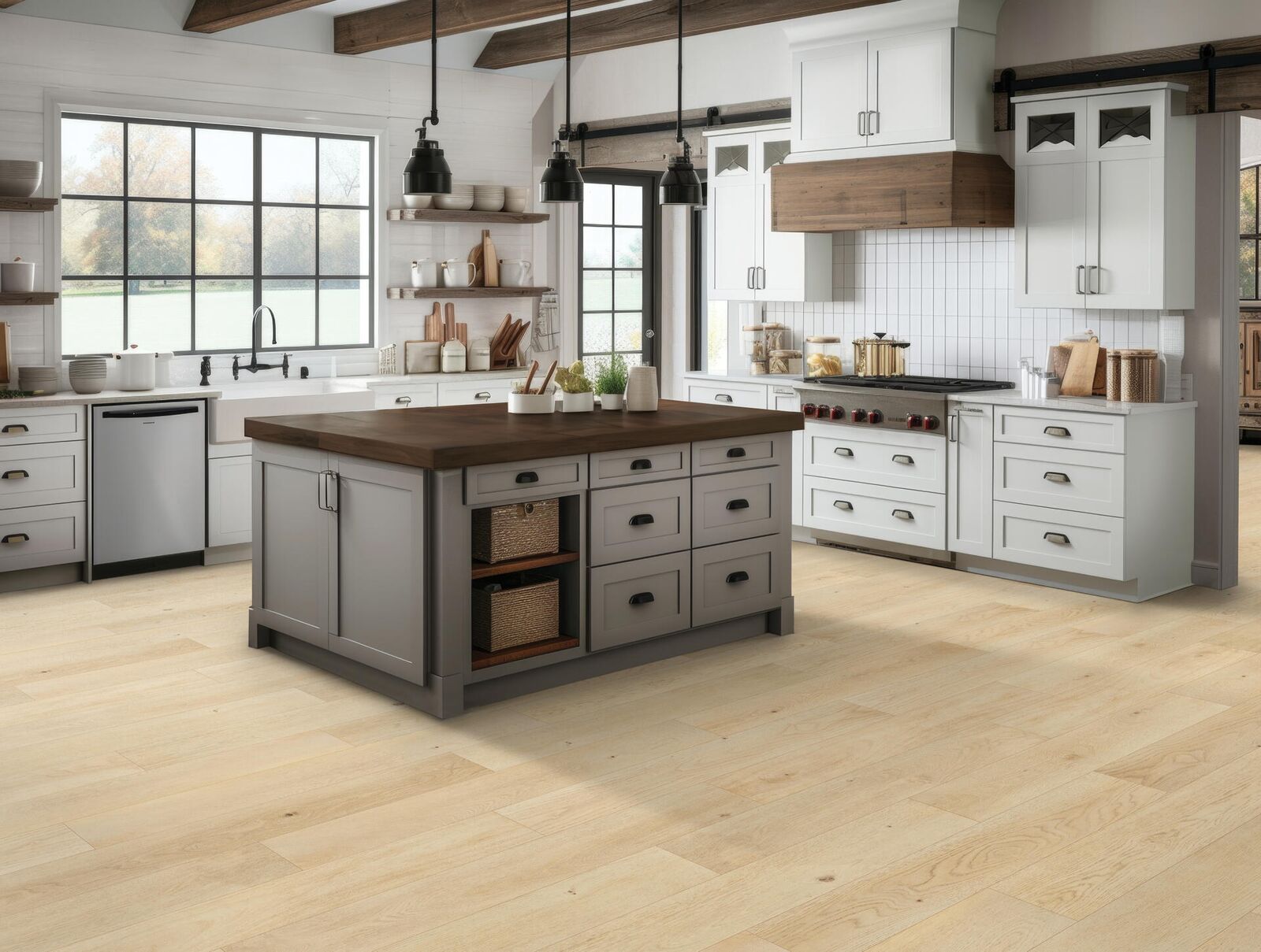 RevWood® — cream maple laminate in farmhouse kitchen