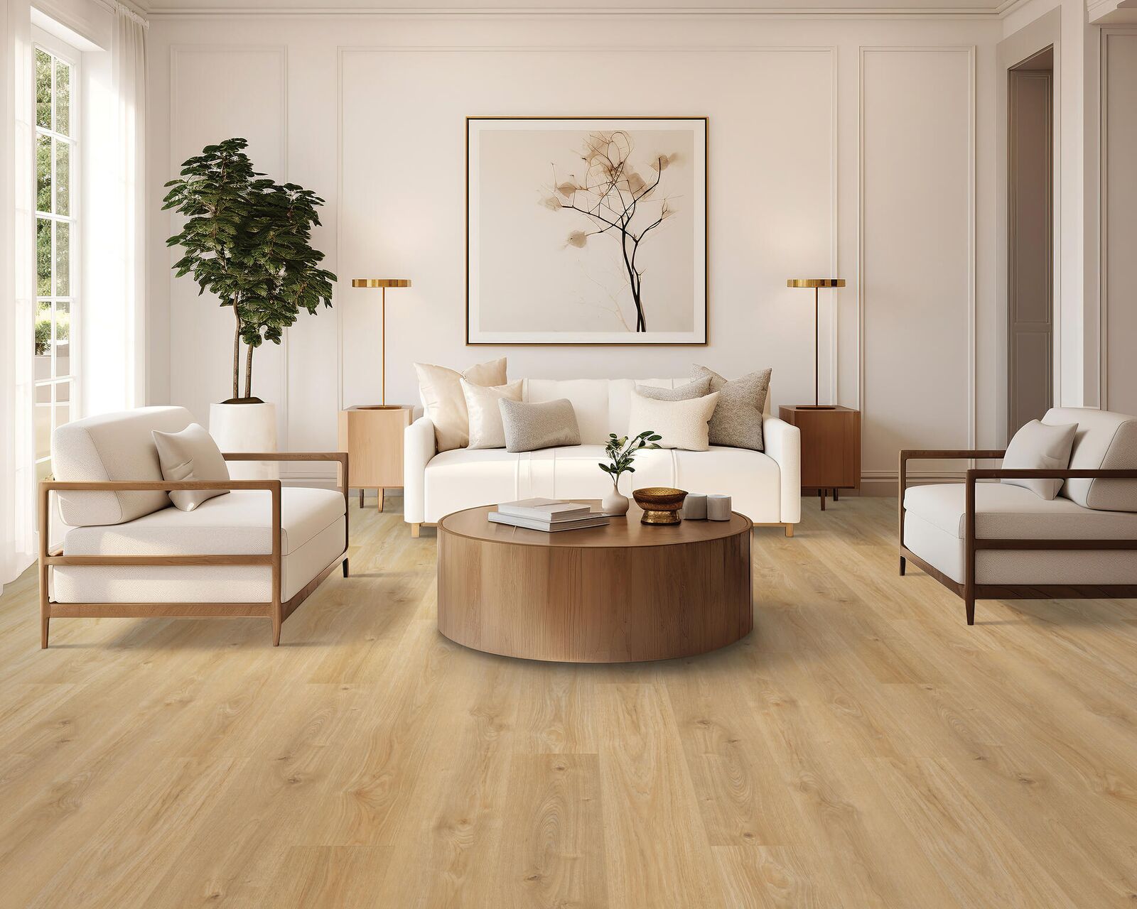 LVP — elegant white panelled living room