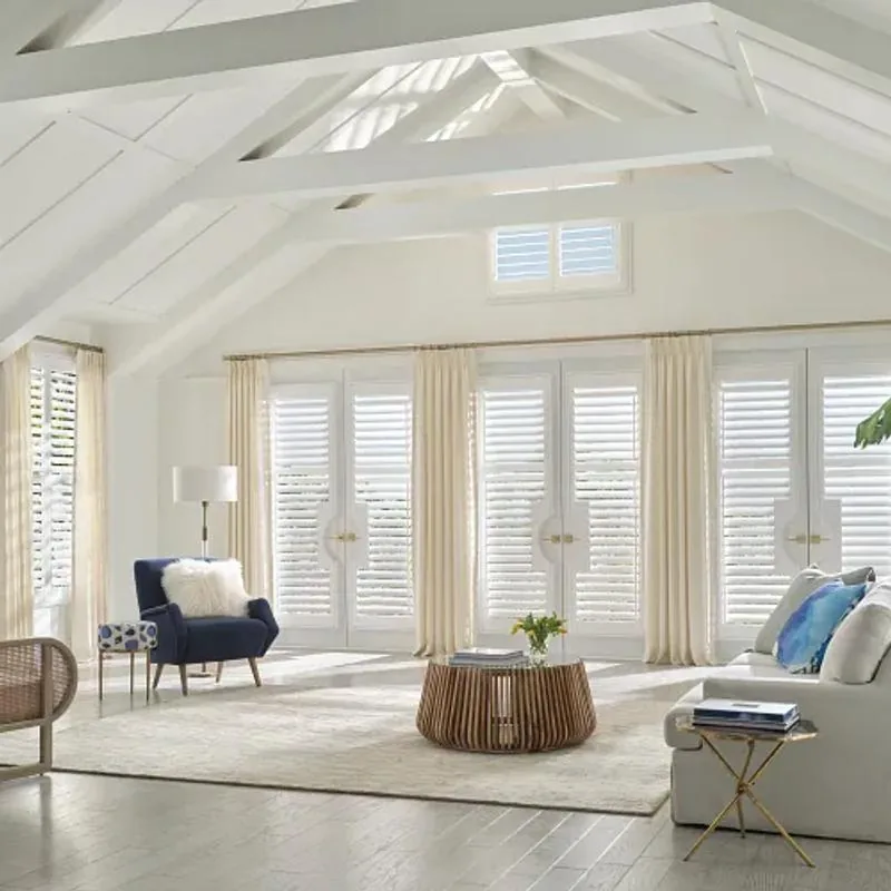 Palm Beach Polysatin Shutters, Polysatin in White Silk