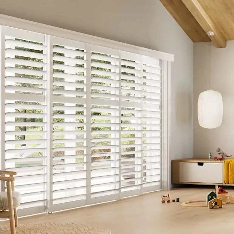 Palm Beach Polysatin Shutters, Polysatin in White Bedroom