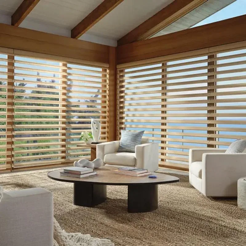 Pirouette shades in ClearView Wren in Gold Finch