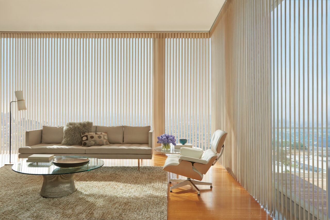 Luminette Privacy Sheers — floor-to-ceiling ocean view